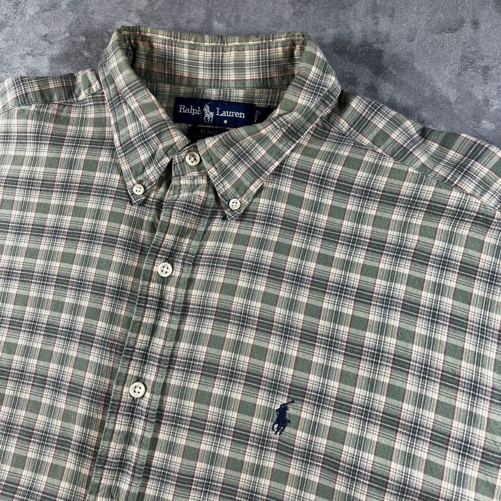 VTG Polo Ralph Lauren Blake Shirt Mens XL Green Plaid Button Down Long Sleeve - Picture 5 of 13